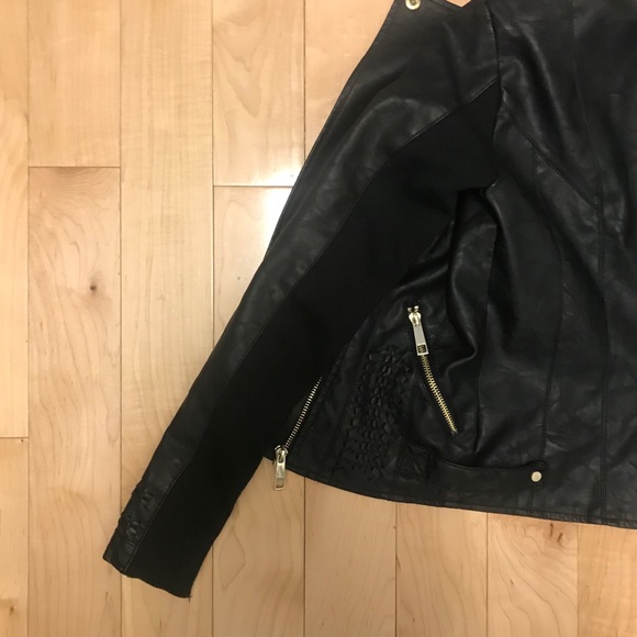 River Island Vegan Faux Leather Black Moto Jacket - Picture 6 of 8